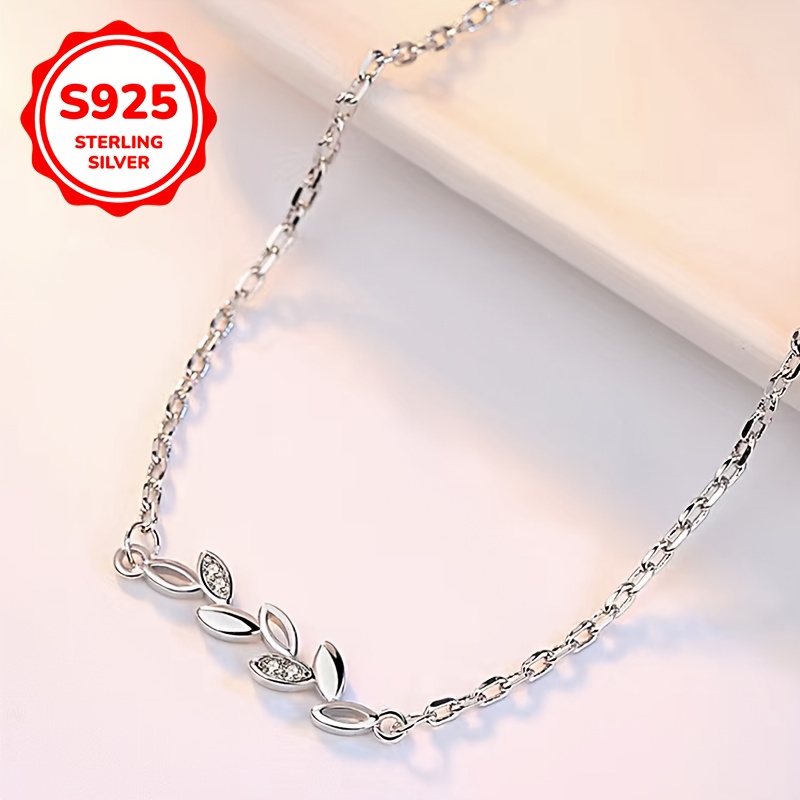 925 Silver Low Allergy Bracelet Women's Small Leaf Bra